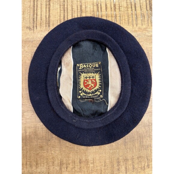 Vintage Basque Beret Black 100% Wool Made In France - Picture 4 of 8